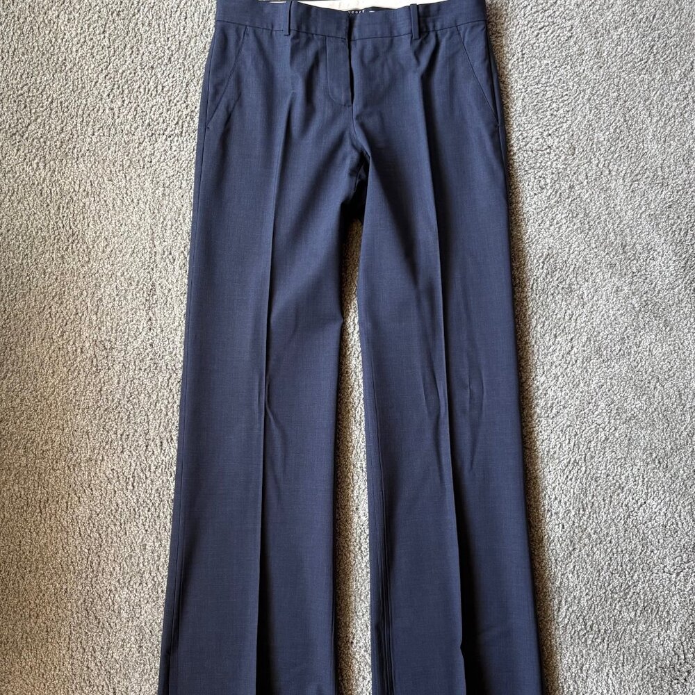 Theory Navy Wool Dress Pants Size 10 Tailored Straight Leg Career Trousers